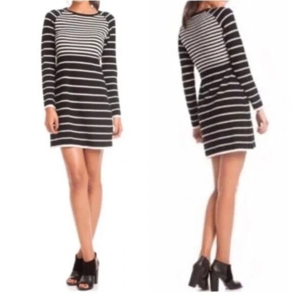 Trina Turk Dresses & Skirts - SOLD++++Trina Turk Violetta Black & White Striped Soft 100% Merino Wool Dress S